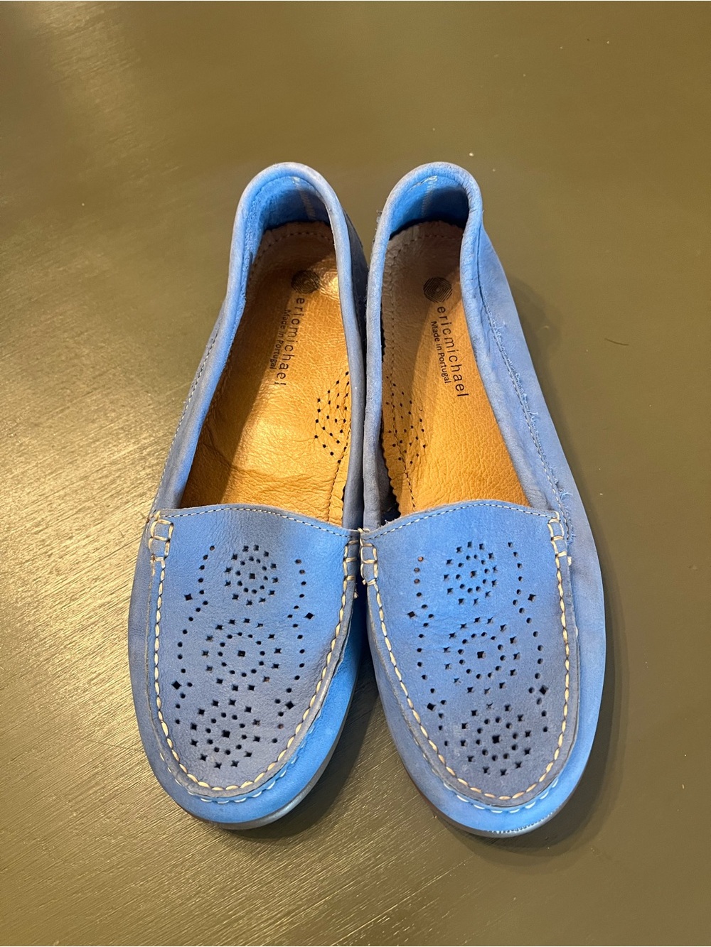 Blue Suede Perforated Loafers - Eric Michael